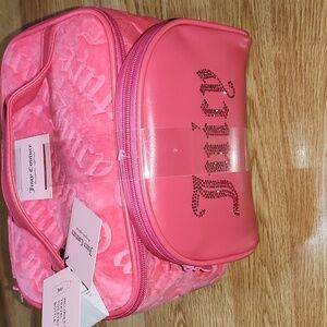 Juicy Couture- Velour 2Pc Cosmetic Bag Set- Pink/Coral